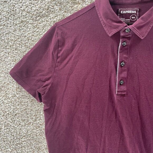 Express Polo Shirt Adult Medium Purple Stretch Moisture Wicking Cotton Preppy - Picture 4 of 11